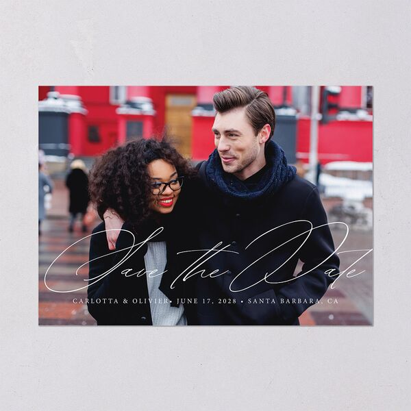 Simply Classic Save The Date Cards Charcoal Signature smooth Blank No Standard