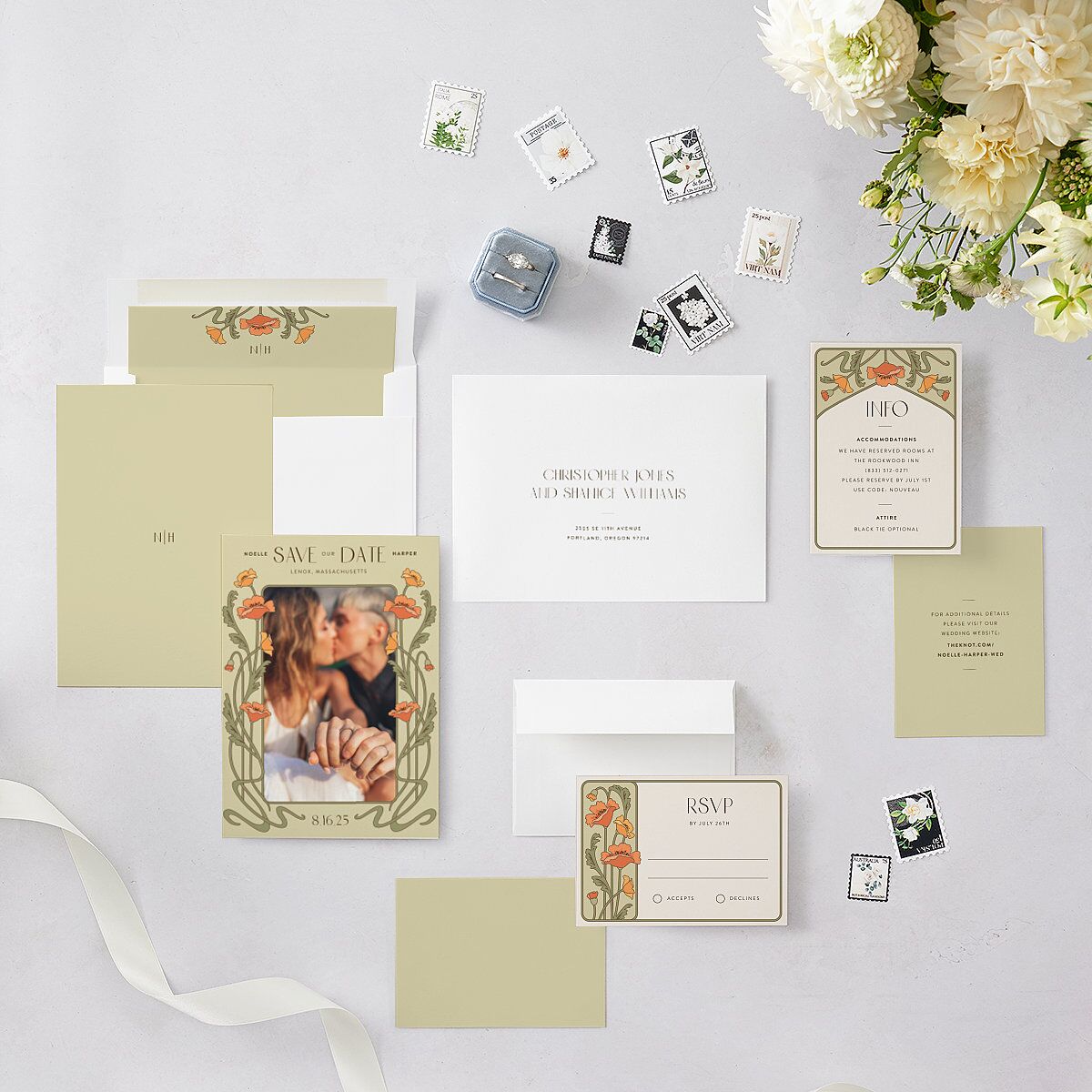 Vintage Nouveau Save The Date Cards — view 6