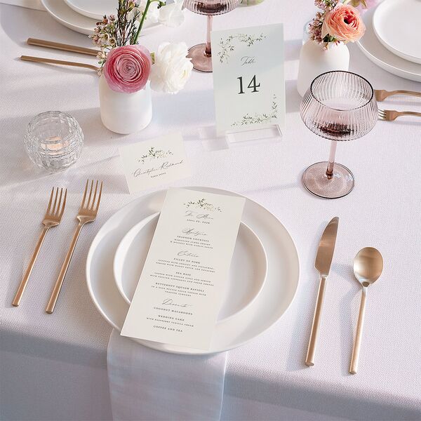 Dainty Fairytale Greenery Place Cards Hunter Green Signature