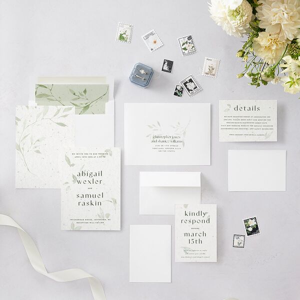Pressed Leaves Wedding Invitations Thyme Signature Blank No Standard