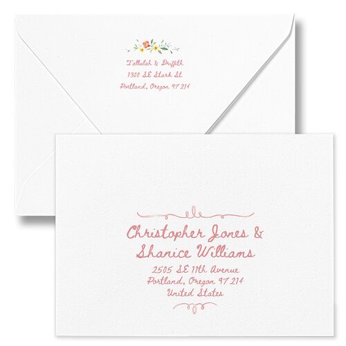 Countryside Crest Wedding Invitation Euro Envelopes White Lily Return Address Luxe Signature