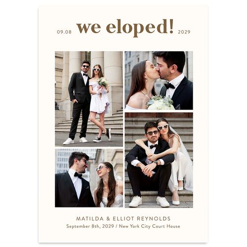 Photo Elopement Wedding Invitations Linen Signature Blank No Standard