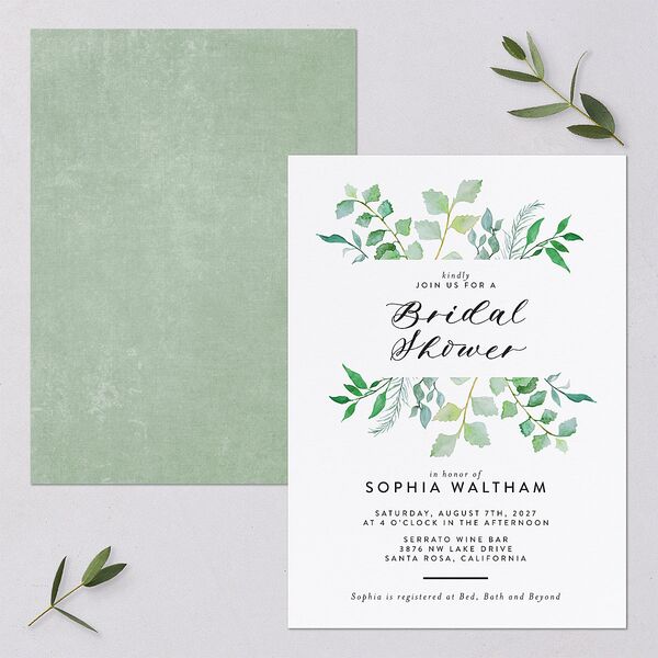 Leafy Ampersand Bridal Shower Invitations Eucalyptus Signature Blank