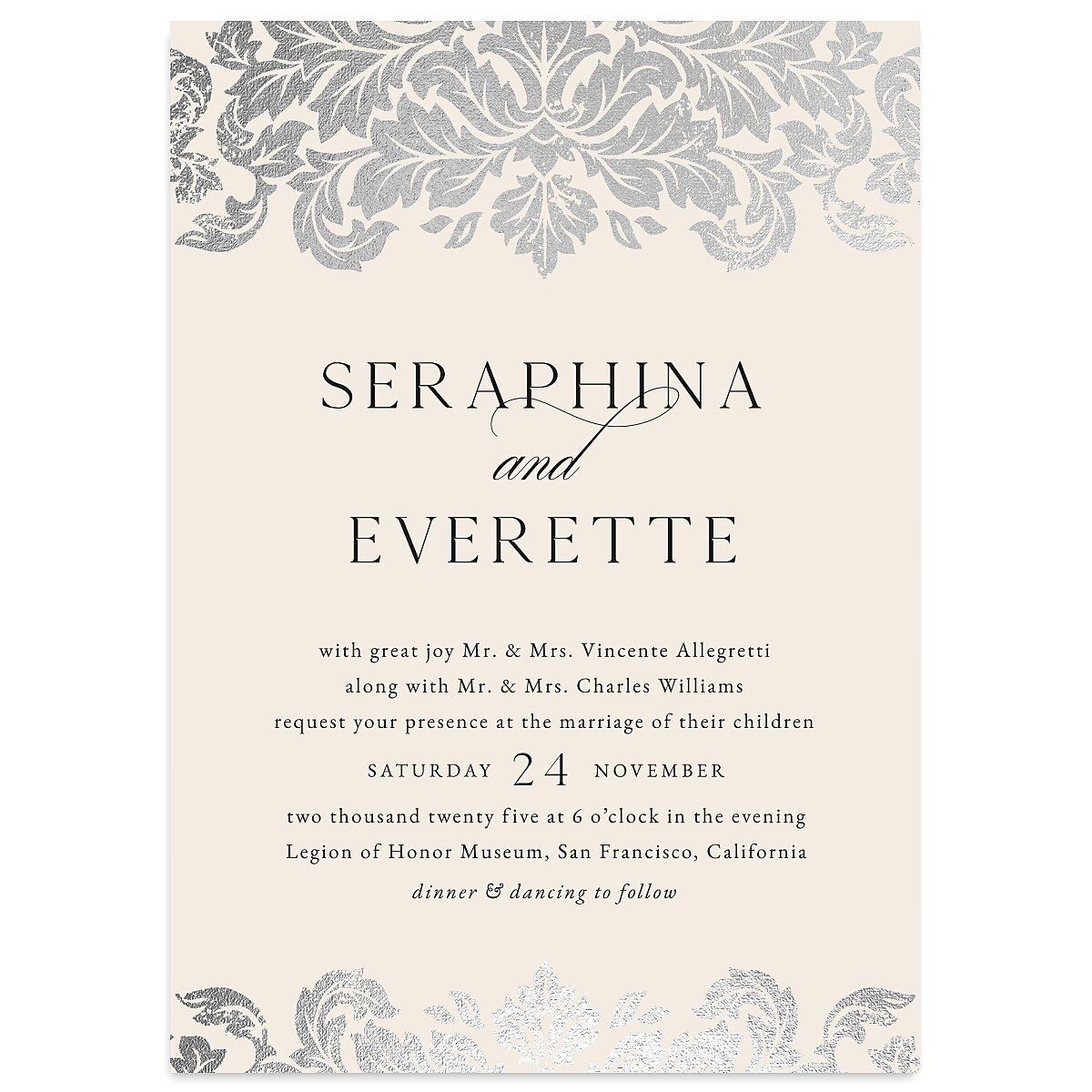 Elegant Damask Wedding Invitations
