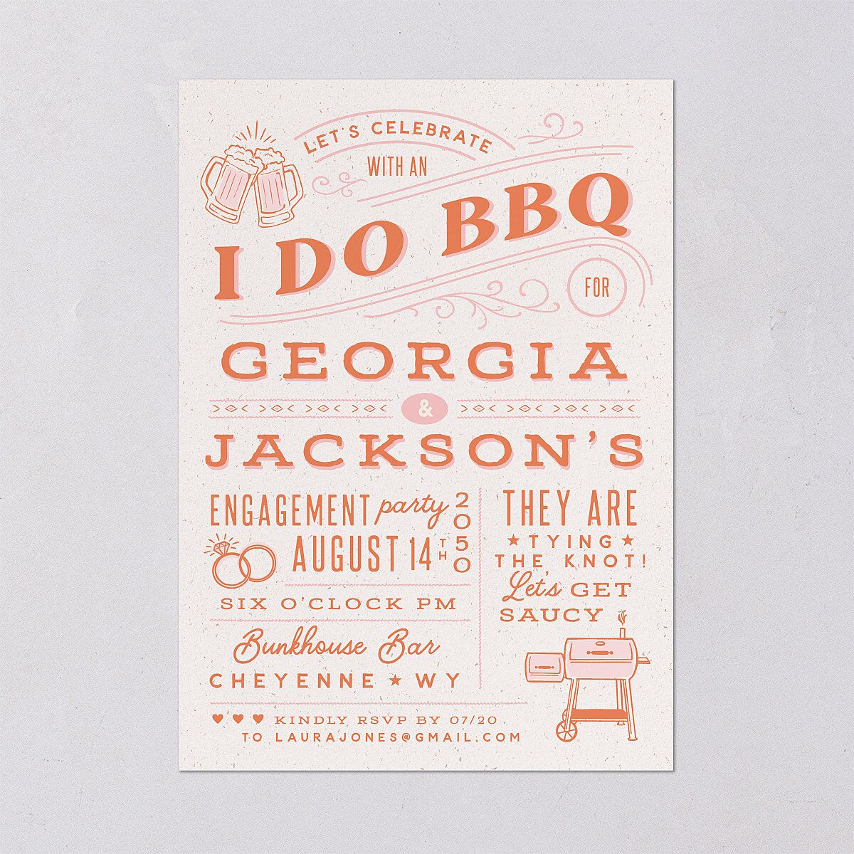 Western I Do BBQ Engagement Party Invitations Soft Peach Signature Blank Standard