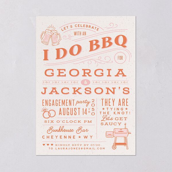 Western I Do BBQ Engagement Party Invitations Soft Peach Signature Blank Standard