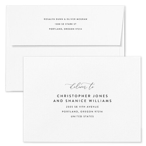 Blooming Botanical Rehearsal Dinner Invitation Envelopes Rose Purple Petal Both Recipient and Return Addresses Signature Standard