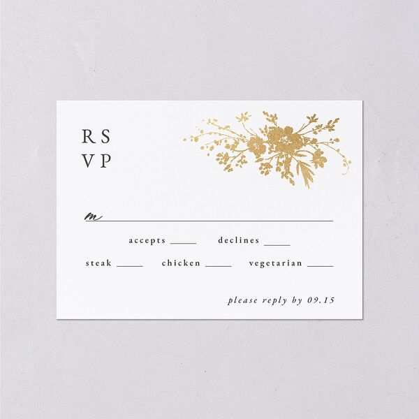 Gilded Wildflower Wedding Response Cards Gold Pure White Signature Standard