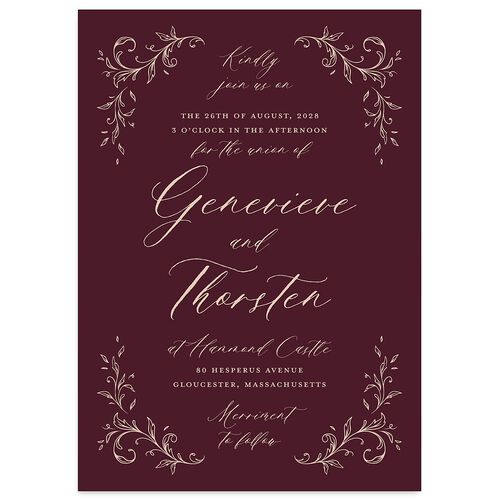 Dark Vintage Fantasy Wedding Invitations Merlot Signature Blank No
