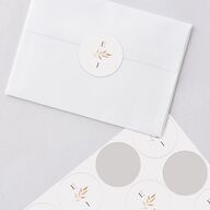Leafy Rustic Monogram Wedding Stickers Raw Sienna Circle