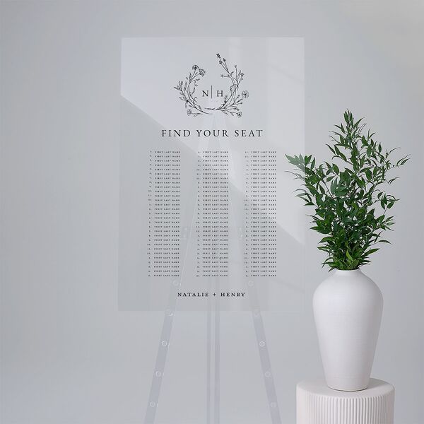 Natural Monogram Acrylic Seating Chart Large Midnight Navy Standard Acrylic L Seating