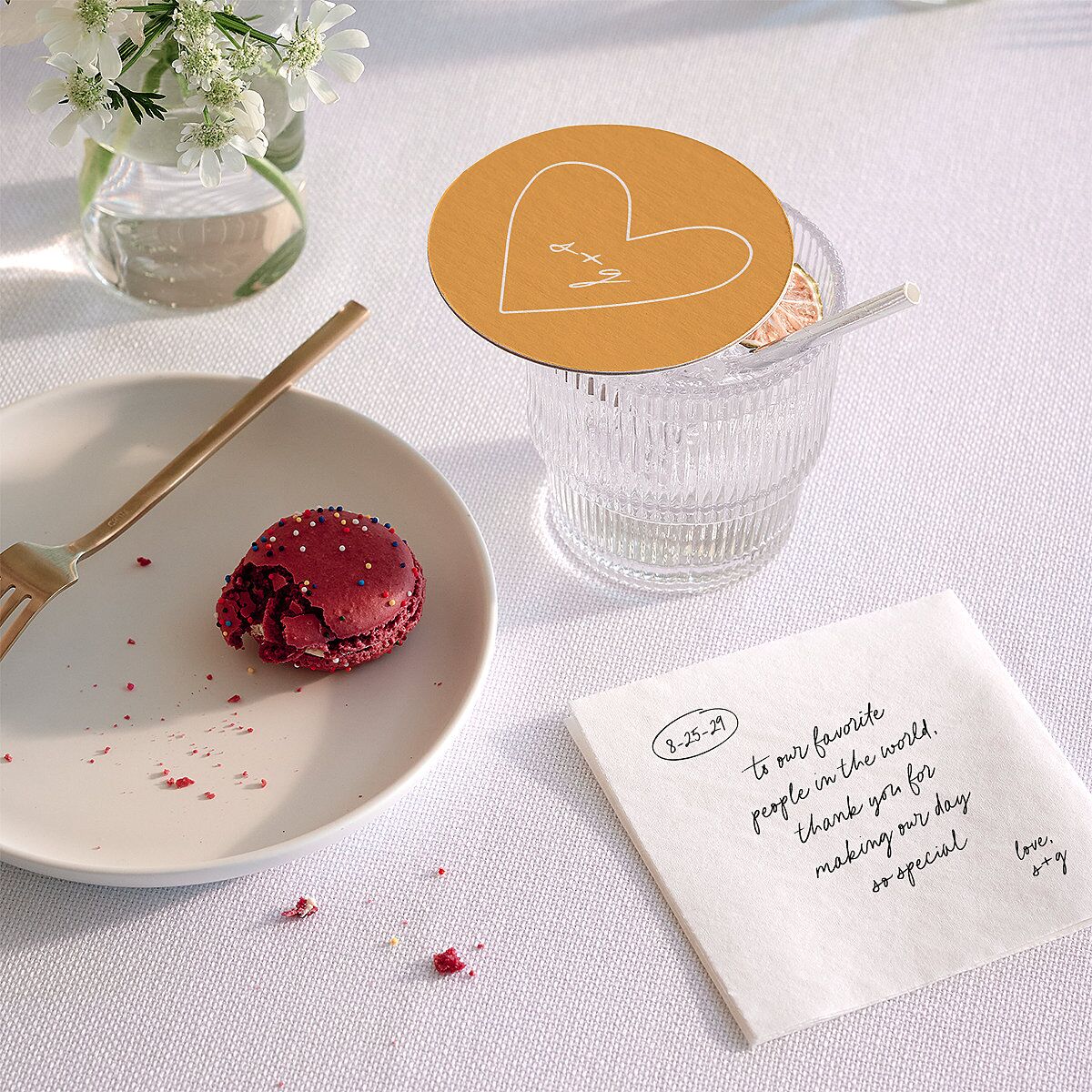 Sunny Day Modern Script Wedding Day Coasters Pure White Cardboard Circle