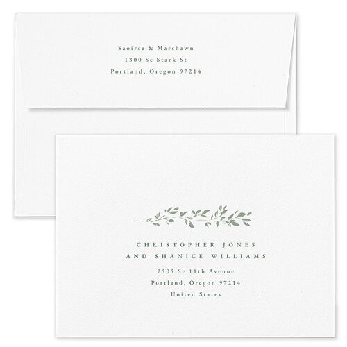 Dainty Frame Rehearsal Dinner Invitation Envelopes White Thyme Both Recipient and Return Addresses Signature Standard