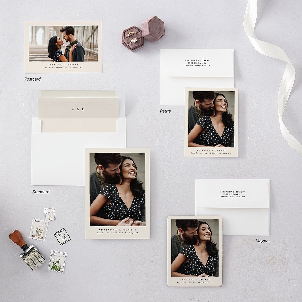 Simple Photo Save the Date Petite Cards Pure White Signature smooth Blank No Standard