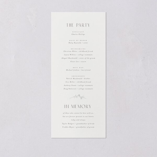 Minimal Wildflower Wedding Programs Gold Off-White Signature