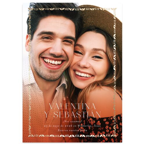 Hacienda Elegante Save The Date Cards Gold Cinnamon Signature smooth Blank No Standard