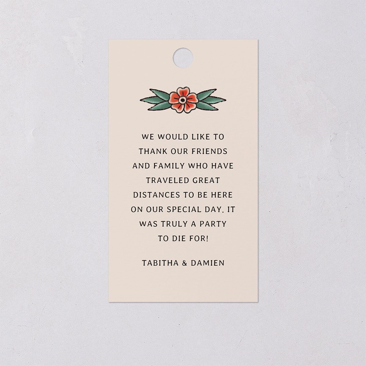 Til Death Tattoos Favor Gift Tags Linen Signature