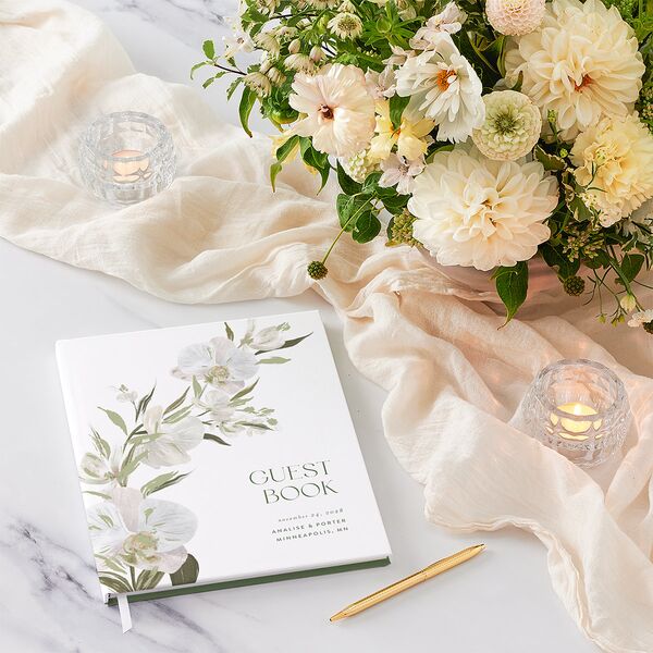 Elegant Orchid Guest Books Pure White
