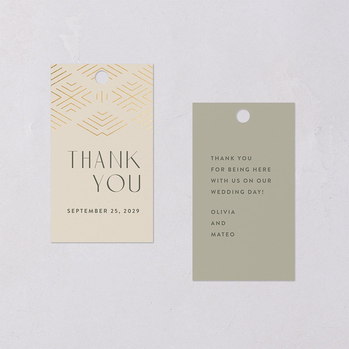 Boho Texture Favor Gift Tags Gold Deep Olive Signature