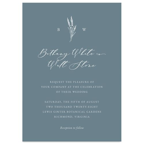 Vintage Lavender Wedding Invitations Regency Blue Signature Blank No Standard