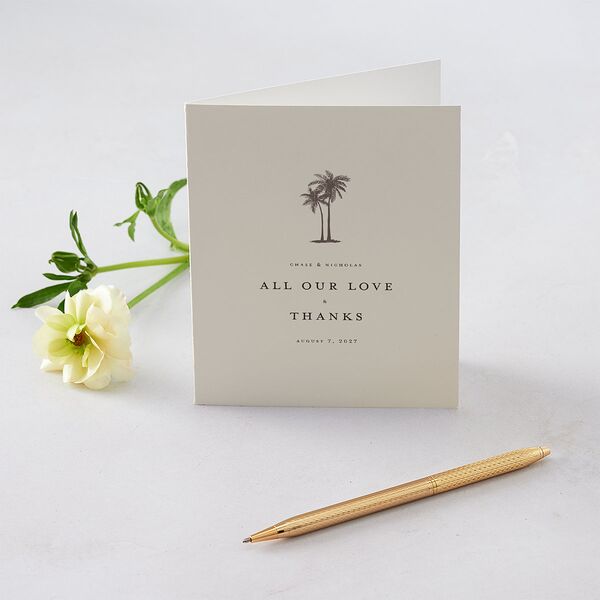 Palm Tree Icon Thank You Cards Champagne