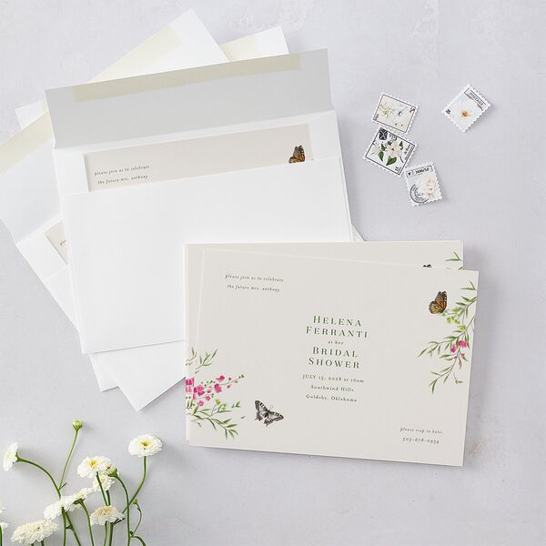 Rustic Butterflies Bridal Shower Invitations Scottish Green Signature Blank Standard