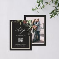 Elegant Eucalyptus Christmas Foil QR Code RSVP Cards Licorice Signature Standard