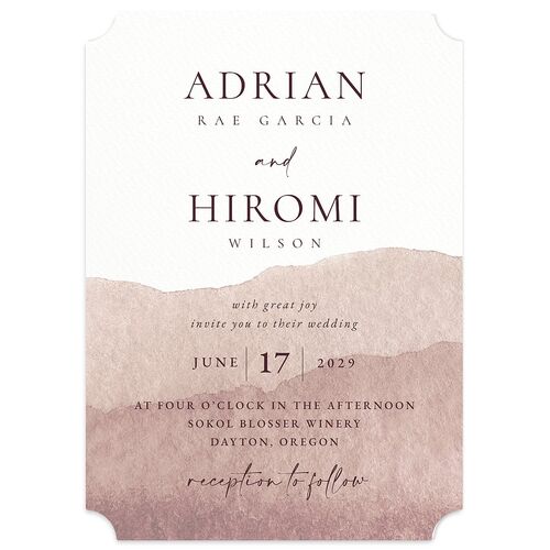 Layered Watercolor Wedding Invitations Rose Quartz Signature Blank No Ticket