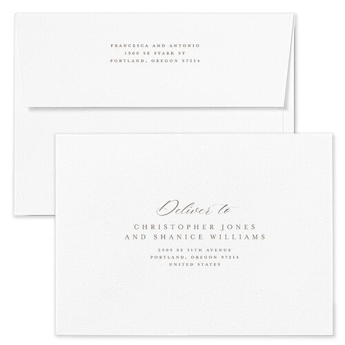 Elegant Italy Rehearsal Dinner Invitation Envelopes White Regency Blue Both Recipient and Return Addresses Signature Standard