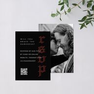 Editorial Gothic Till Death QR Code RSVP Cards Charcoal Signature Standard
