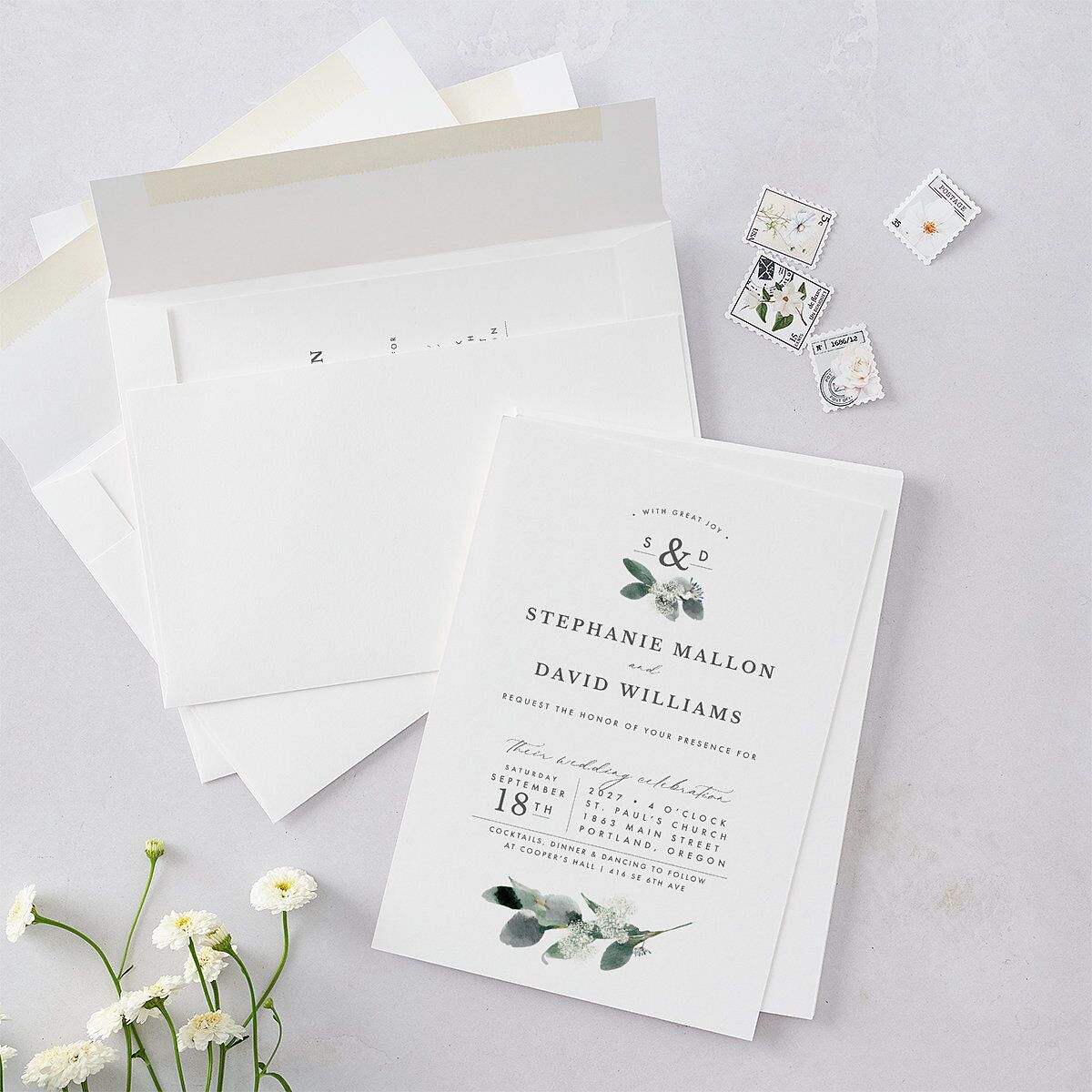 Elegant Greenery Wedding Invitations — view 4