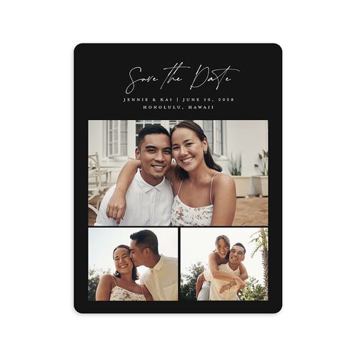 Simple Pampas Save the Date Petite Cards Midnight Signature smooth Blank No Rounded