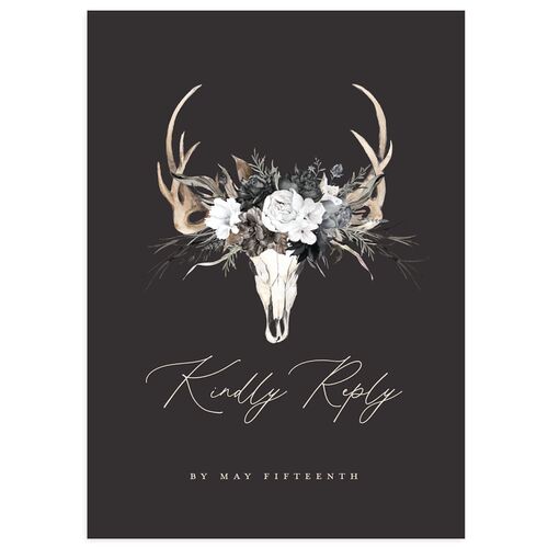 Gothic Antlers Wedding Response Cards Charcoal Signature Standard