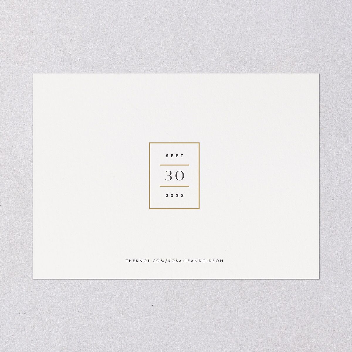 Refined Frame Save The Date Cards Gold Snow Signature smooth Blank No