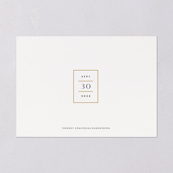Refined Frame Save The Date Cards Gold Snow Signature smooth Blank No