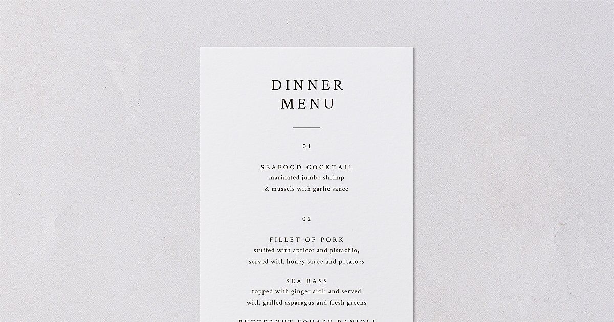 The Knot - Classic Countryside Sunflowers Menus