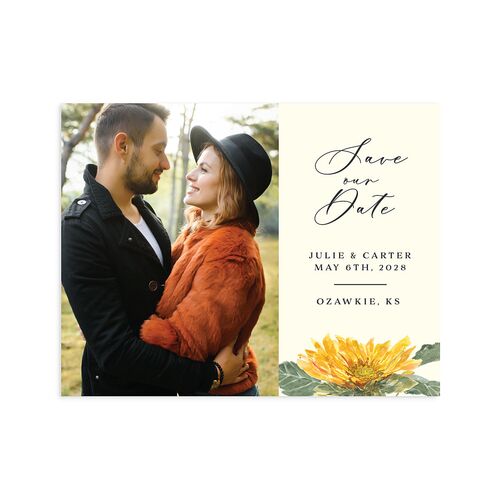 Sunflower Save the Date Petite Cards Cream Signature smooth Blank No
