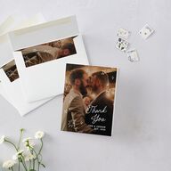 Hand Drawn Starry Christmas Photo Thank You Cards Burgundy