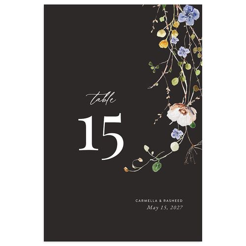 Delicate Wildflower Table Numbers Licorice Signature