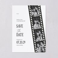 Vintage Film Reel Photo Strip Save the Date Cards Pure White Signature smooth Blank No Standard