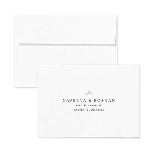 Indian Gilded Adornment Wedding Response Card Standard Envelopes White Sand Return Address Signature Standard