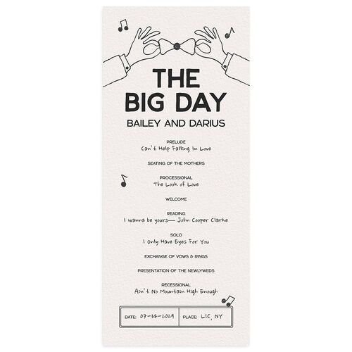 Hand Drawn Party Wedding Programs Charcoal Signature