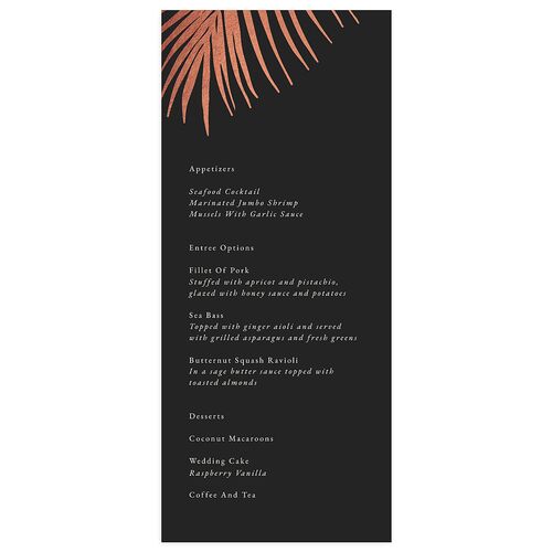 Lavish Palm Menus Rose Gold Licorice Signature