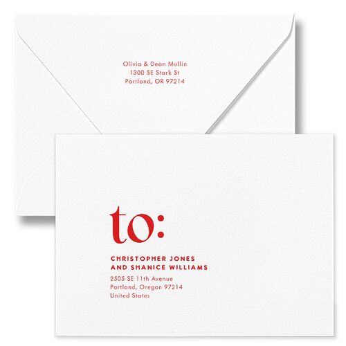 Bold Year Photo Series Holiday Card Euro Envelopes White Candy Pink Both Recipient and Return Addresses Luxe Signature