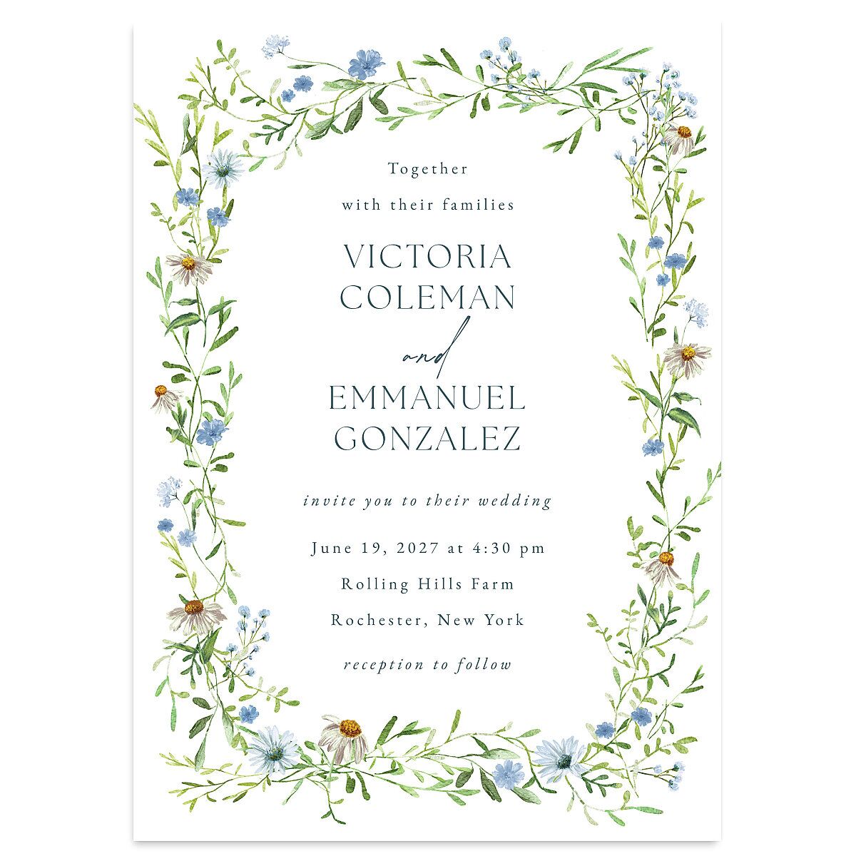 Wildflower Border Wedding Invitations