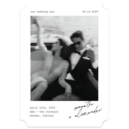 Elegant Sign Off Wedding Invitations Pure White Signature Blank No Ticket