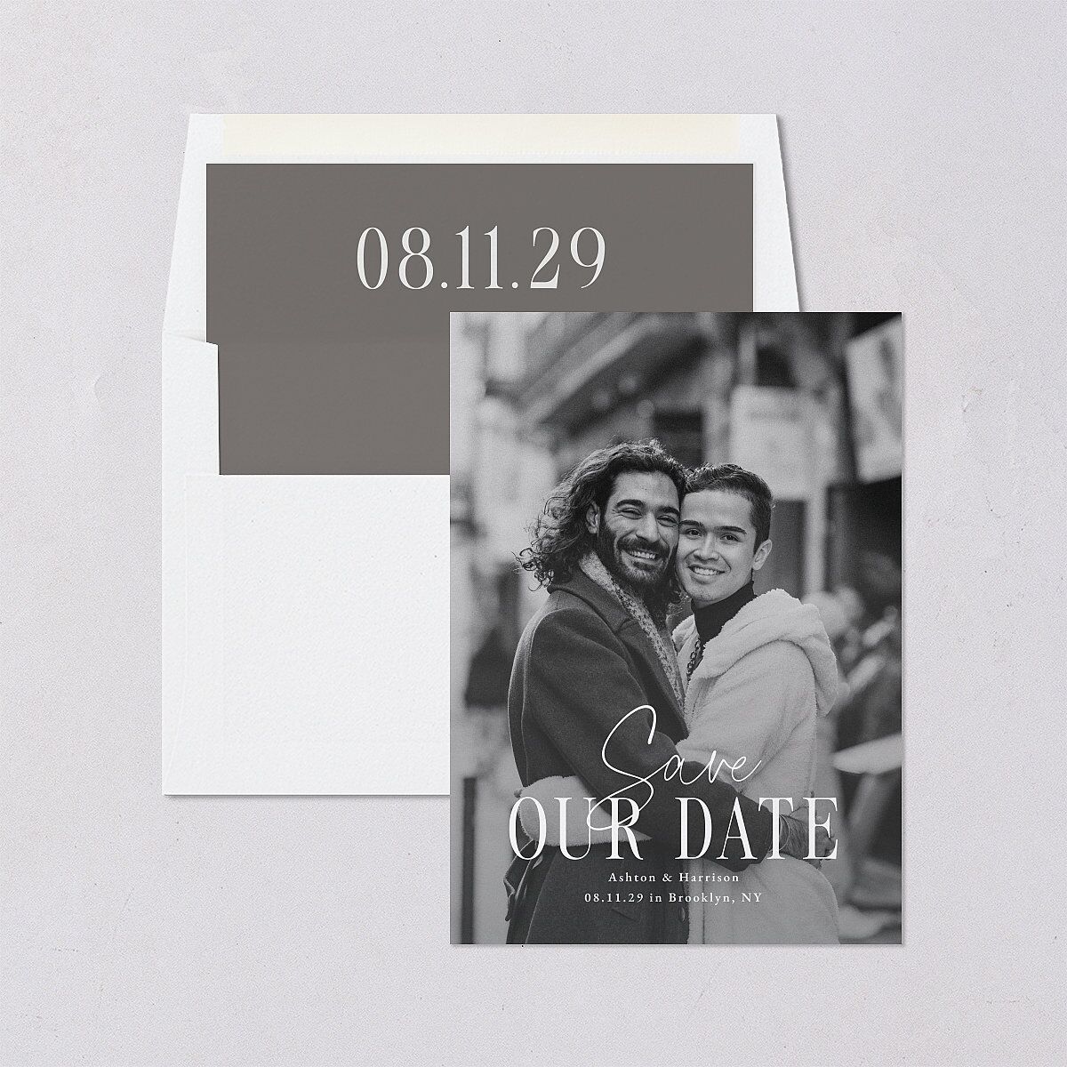 Timeless Lockup Save the Date Cards Pure White Signature smooth Blank No Standard