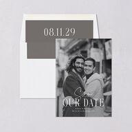 Timeless Lockup Save the Date Cards Pure White Signature smooth Blank No Standard