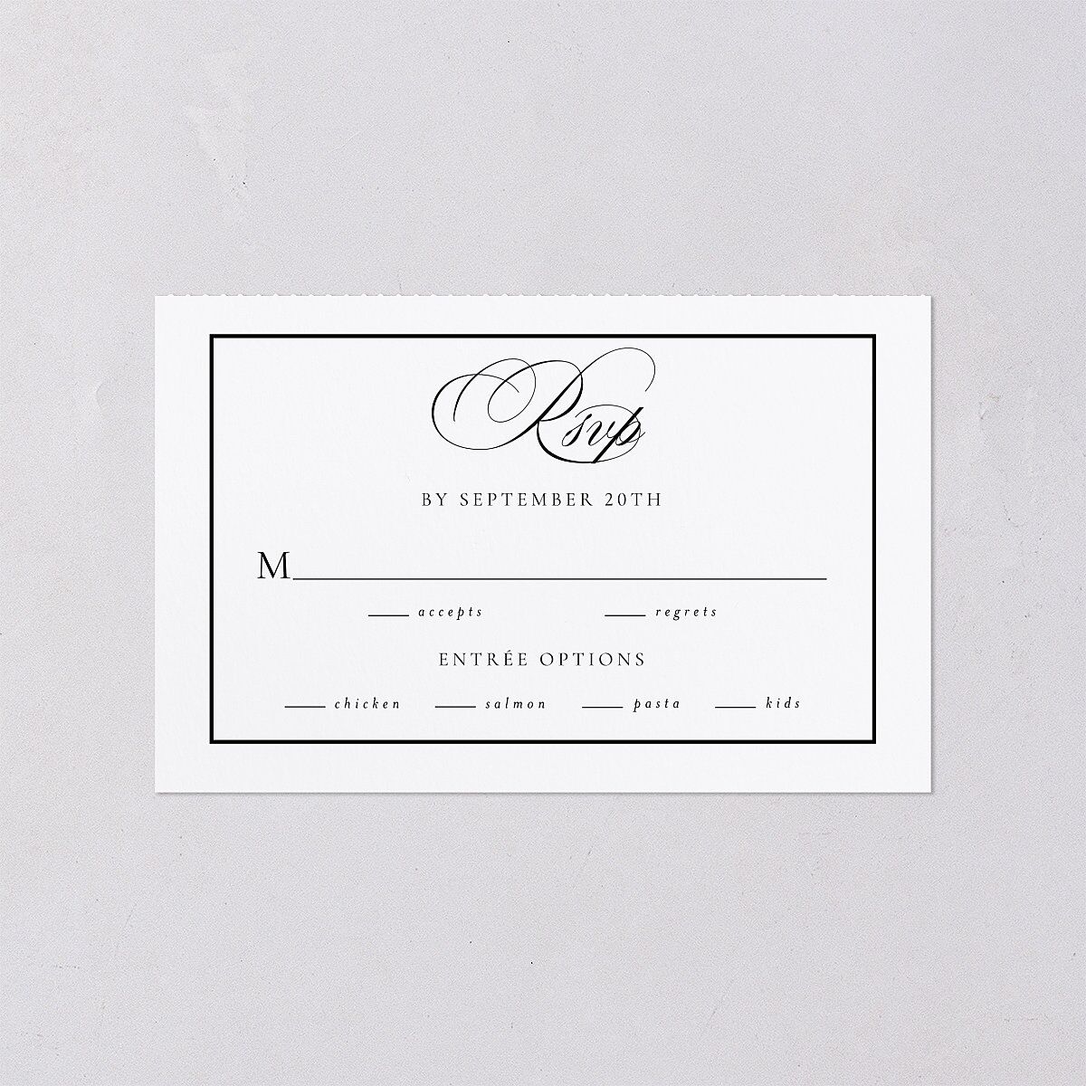 Lasting Frame All-in-One Wedding Invitations Pure White Signature Light Both Recipient and Return Addresses No