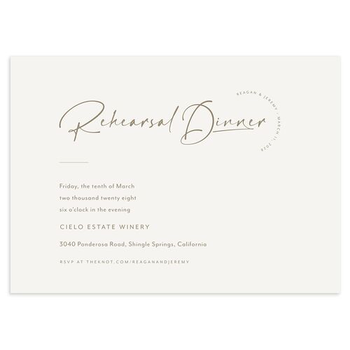 Modern Arc Rehearsal Dinner Invitations Fawn Signature Blank Standard